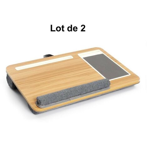 Lot de 2 Plateaux pour Ordinateur Portable en Bois avec Coussin : Confort et Polyvalence pour le Travail et le Divertissement (1/5)