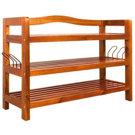 Banc et meuble à chaussures 85 cm : 3 niveaux. En acacia (1/5)