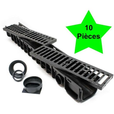 10 Caniveaux 1 mètre avec grille de protection fonte max. 12,5 tonnes (1/5)