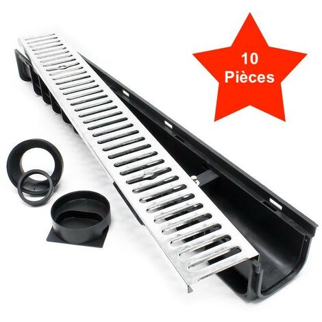 10 Caniveaux 1 mètre avec grille de protection galvanisée max. 1,5 tonne. (1/5)