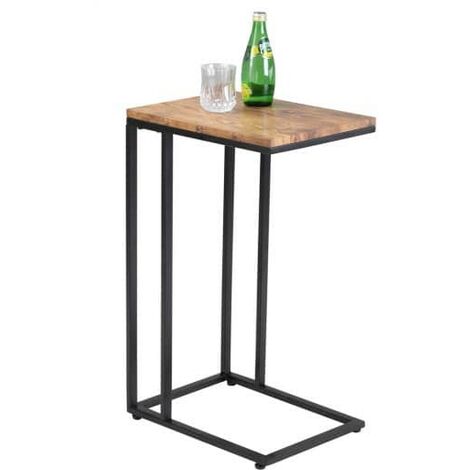 Table d'Appoint pour Salon : Un Mélange Élégant de Noir et de Bois, 40x30x65 cm, Équipée de Roulettes (1/5)
