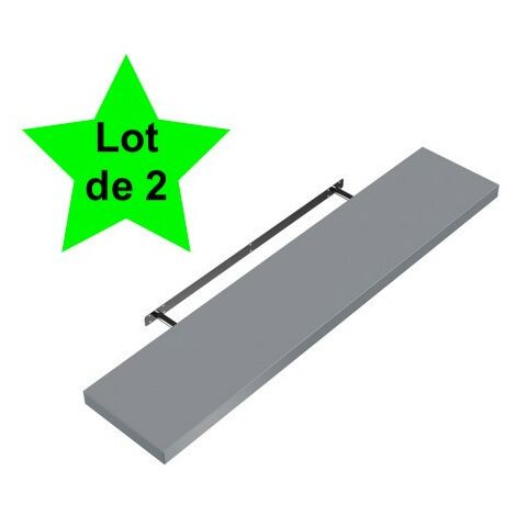 2 Étagères murales flottantes 90 cm en MDF gris . Tablette à fixer au mur (1/5)