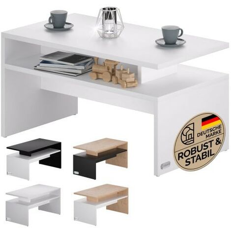 Table Basse de Salon avec 2 Niveaux, blanc 92 X 50 X 47 cm (1/5)
