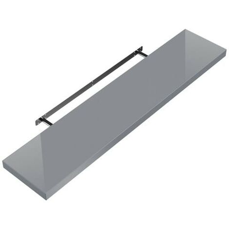 Étagère murale flottante 70 cm en MDF gris brillant. Tablette à fixer au mur (1/4)