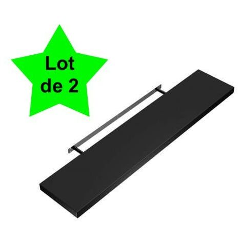Lot de 2 Étagères murales flottantes 90 cm en MDF Noir. Tablette à fixer au mur (1/5)