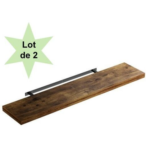 Lot de 2 Étagères murales flottantes 110 cm en MDF chêne foncé. Tablette à fixer au mur (1/5)