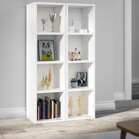Lot de 2 Étagères 106 cm de haut Colonne bibliothèque Blanche (1/5)