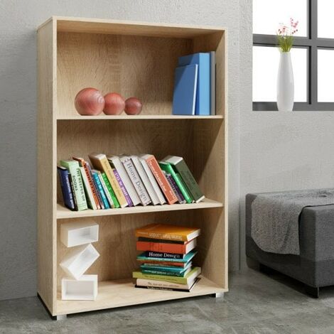 Étagère 115 cm de haut Colonne bibliothèque Couleur chêne (1/5)