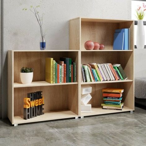 Set d'Étagère 115 cm + 77 cm de haut Colonne bibliothèque Couleur chêne (1/5)