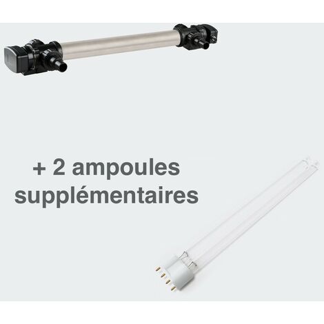 U.V INOX 110W Stérilisateur - Clarificateur pour Bassin De Plus de 50 m³ + 2 Ampoules De Rechange