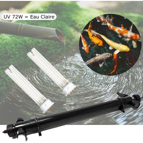 U.V 72W Stérilisateur - Clarificateur pour Bassin De Jardin De 25 à 50 m³ + 2 Ampoules De Rechange