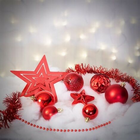 Lot De 6 Boules De Noël En Plastique Or Et Rouge - Décorations Sapin, Intérieur/extérieur, Avec Ficelle