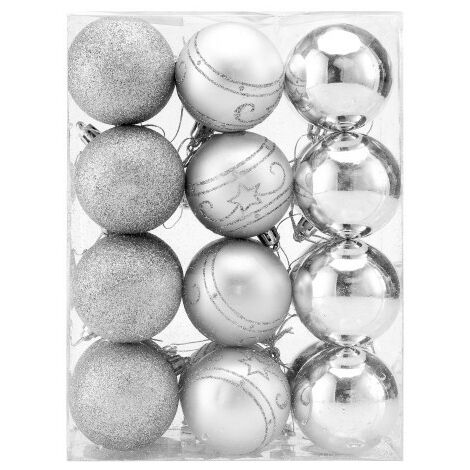 24 Boules de Noël Argentées pour décorer votre sapin de Noël (1/5)