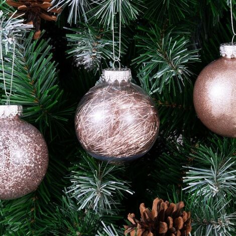 Lot De 24 Boules De Noël Roses - Mini Décorations 3cm Pour Sapin Intérieur/extérieur
