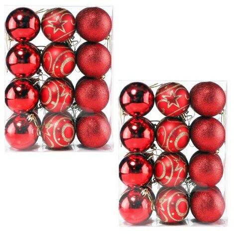 48 Boules de Noël Rouges pour décorer votre sapin de Noël (1/5)