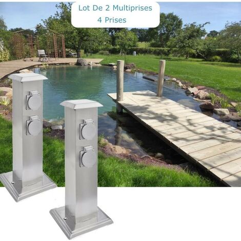 2 Multiprises Bornes Inox 4 Prises Électriques Pour Jardin Et Extérieur (1/5)