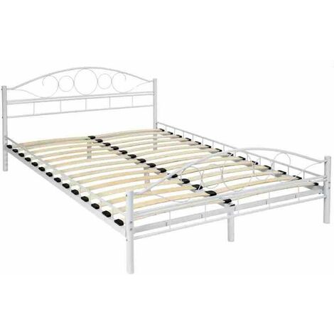 Lit métallique Blanc avec sommier 200 X 180 cm (1/3)