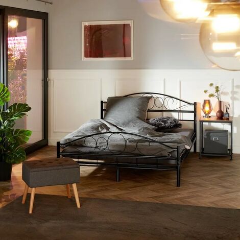 Lit métallique Noir avec sommier 200 X 180 cm (1/5)
