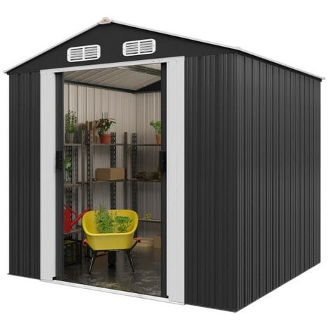 Abri de jardin en métal Gris 257 X 312 cm. Avec fondations incluses (1/5)
