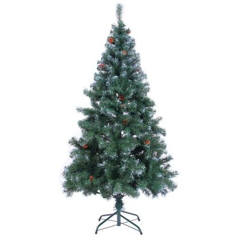 Sapin de Noël Vert pré décoré 180 cm avec 705 branches et pied support (1/5)