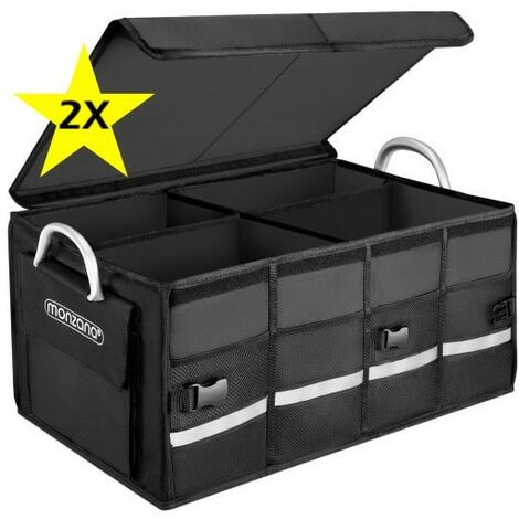 Lot de 2 Caisses / sacs de Rangement coffre de voiture noir 60x35x30cm (1/5)