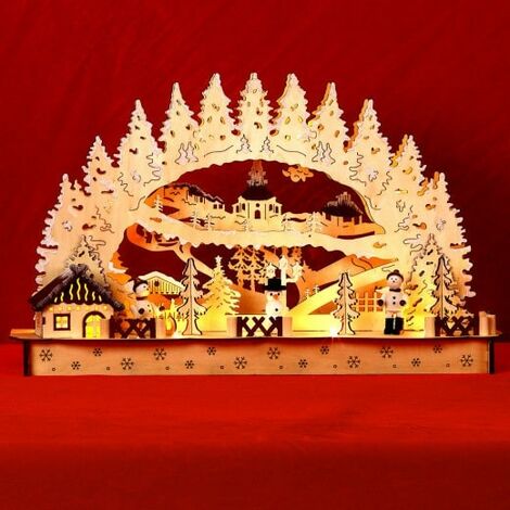 Arche de Noël, avec 8 LED, decor de Noël pour table, appui de fenêtre (1/5)