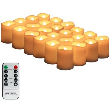 24 Bougies LED en cire véritable pour Table de Noël décoration maison : Télécommande incluse (1/3)