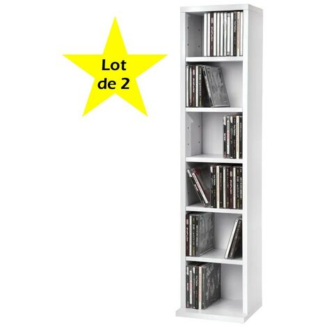 Lot de 2 Étagères murales Bibliothèques 90 cm de hauteur. 6 compartiments Blanc (1/3)