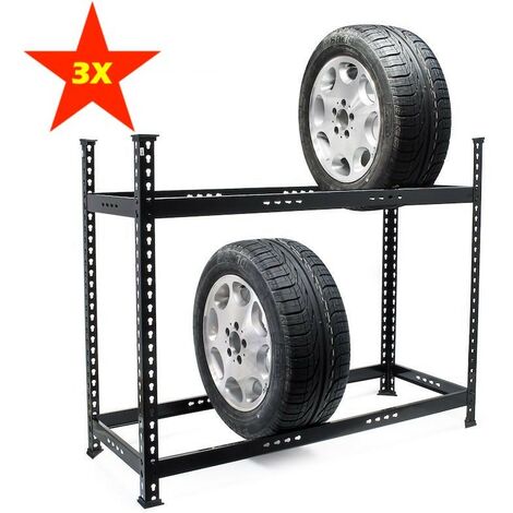 3 Racks Rangement Pneus Étagère Pour 6 à 8 Pneus Hauteur Réglable (1/3)