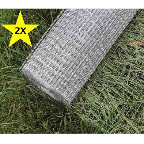 Lot de 2 : 5 mètres De Grillage à Poules 25 mm hauteur 50 cm Pour Clapier, Poulailler, Volière