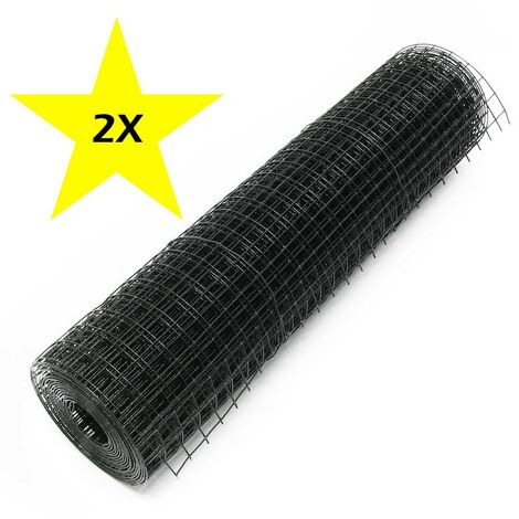 Lot de 2 : 5 m De Grillage à Poules Noir 19mm 50cm de haut Pour Clapier, Poulailler, Volière