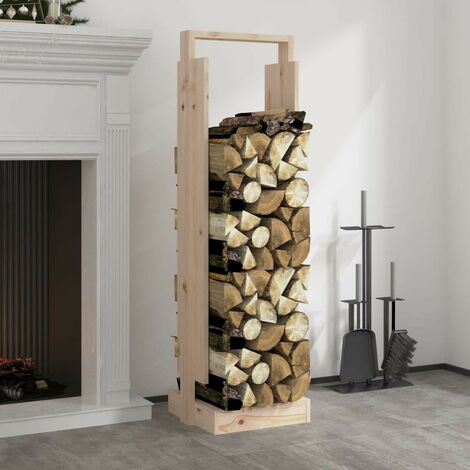 Le Poisson Qui Jardine – Porte-bûches intérieur en bois de pin massif 110 cm – Rangement bois de chauffage – Préserve la qualité du bois – Design rustique