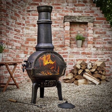 Le Poisson Qui Jardine – Braséro de jardin 112 cm en fonte – Qualité PREMIUM – Pour soirées conviviales – Ambiance chaleureuse en extérieur