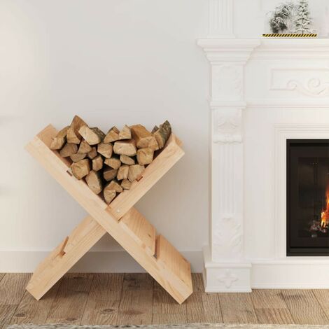 Porte Bûches intérieur en X Brun clair 48cm de hauteur . Idéal rangement bois de chauffage (1/4)
