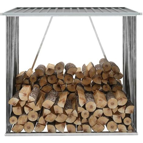 Abri Stockage Bûches Extérieur Gris 163x83x154 . Idéal rangement bois de chauffage