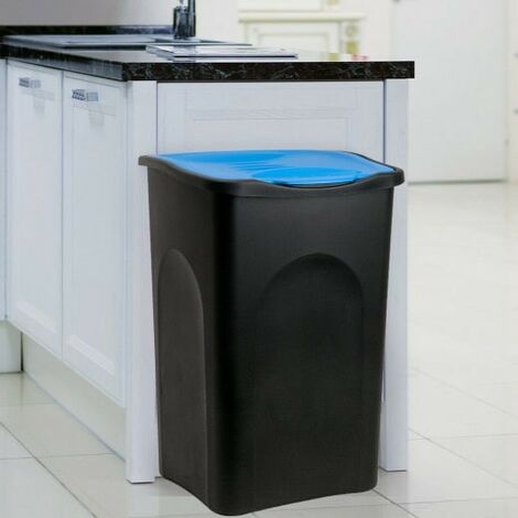 Poubelle domestique 50 l. Bleue et noire. Idéal tri et recyclage (1/2)