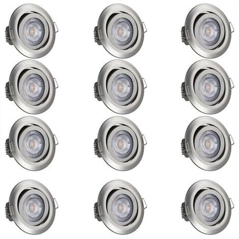 Ensemble de 12 Spots encastrables LED Pour plafond Argent de 5W (1/5)