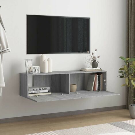 Meuble TV gris béton 102x35x45 cm bois d'ingénierie | Leroy Merlin