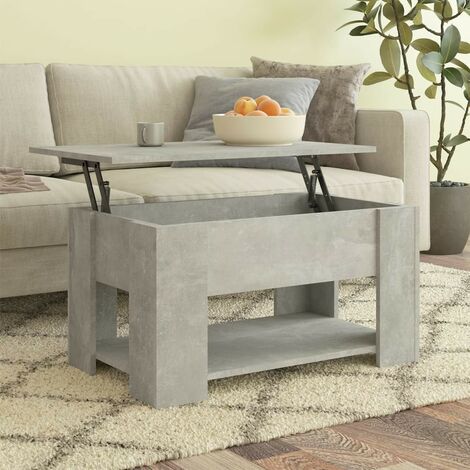 Table Basse Salon Gris Béton Plateau Relevable. Grand Espace de Rangement (1/5)