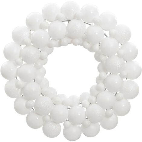 Couronne de Noël 45 cm Blanc. Fabriquée en boules de Noël Incassables (1/4)