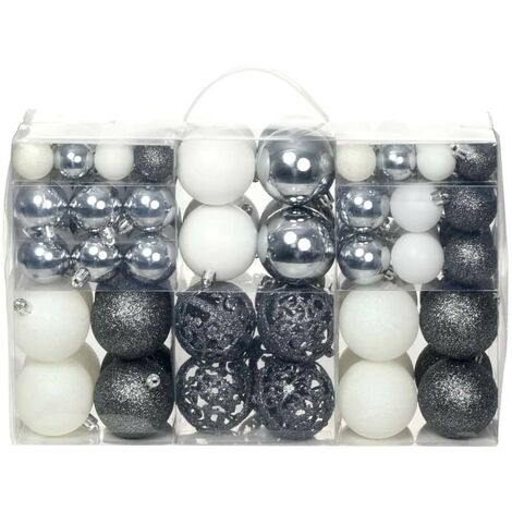 100 Boules de Noël Blanc et Gris pour décorer votre sapin (1/5)