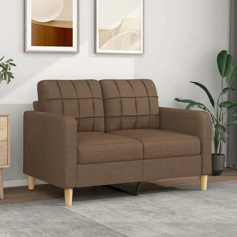 Canapé ou Sofa 2 Places 120 cm Tissu Marron. Avec Pied en bois. Confort et qualité (1/5)