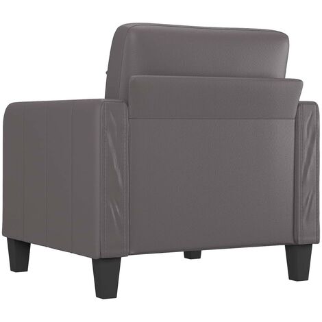 Fauteuil De Salon Yaheetech Similicuir Noir, Dossier Capitonné, Pieds Bois (Neuf)