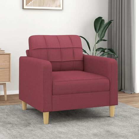 Fauteuil de Salon en Tissu Bordeaux. Avec Pied en bois. Confort et qualité (1/5)