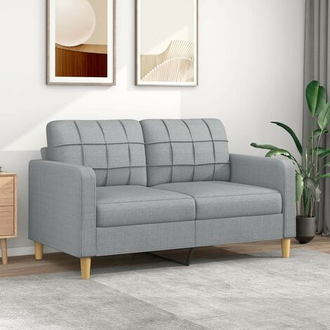 Canapé ou Sofa 2 Places 140 cm Tissu Gris Clair. Avec Pied en bois. Confort et qualité (1/5)