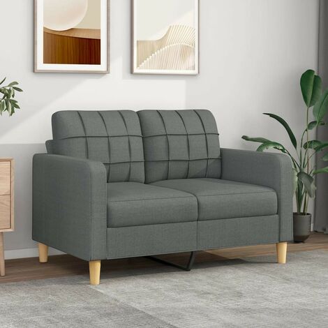 Canapé ou Sofa 2 Places 120 cm Tissu Gris Foncé. Avec Pied en bois. Confort et qualité (1/5)