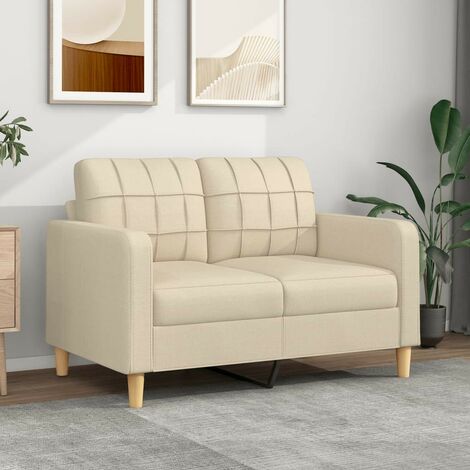 Canapé ou Sofa 2 Places 120 cm Tissu Crème. Avec Pied en bois. Confort et qualité (1/5)
