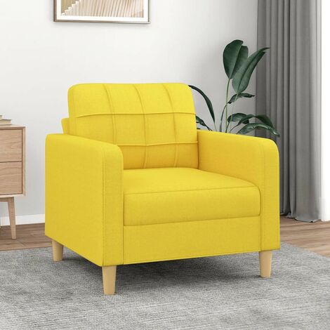 Fauteuil de Salon en Tissu Jaune. Avec Pied en bois. Confort et qualité (1/5)
