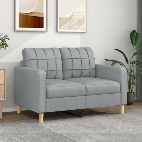 Canapé ou Sofa 2 Places 120 cm Tissu Gris Clair. Avec Pied en bois. Confort et qualité (1/5)