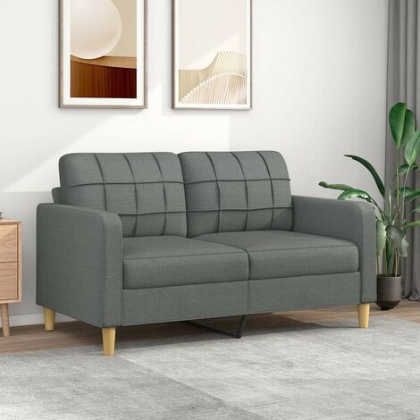 Canapé ou Sofa 2 Places 140 cm Tissu Gris Foncé. Avec Pied en bois. Confort et qualité (1/5)